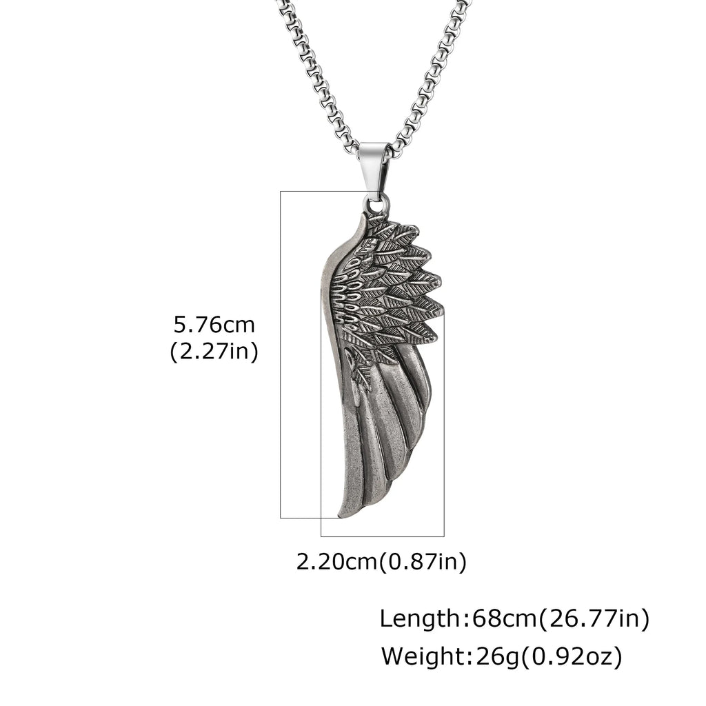 Retro Angel Wings Pendant Necklace — Stainless Steel