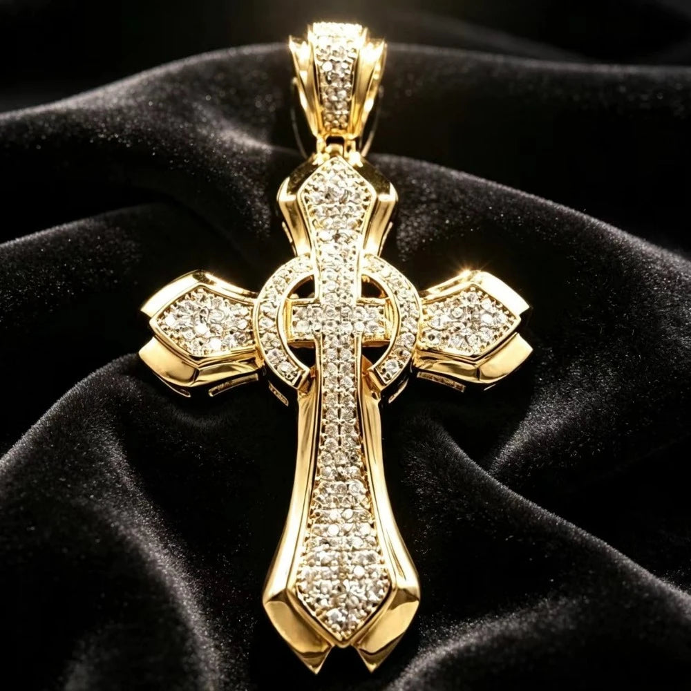 Iced Out Fully Set Pendant — Silver-Tone or Gold-Tone