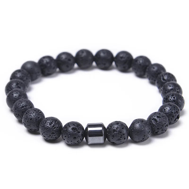 Natural Obsidian Stone Bracelet Magnetic Anxiety Relief Healthy Women Men Smoking Cessation Weight Loss Black Beads
