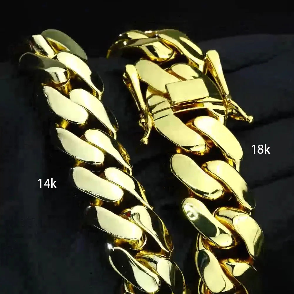 Gold Cuban Chain Necklace 10/12/22MM Brass