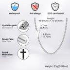 Cross Box Chain Pendant Necklace — Stainless Steel