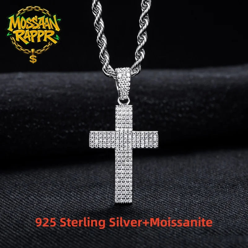Iced Out Cross Pendant — 925 Silver