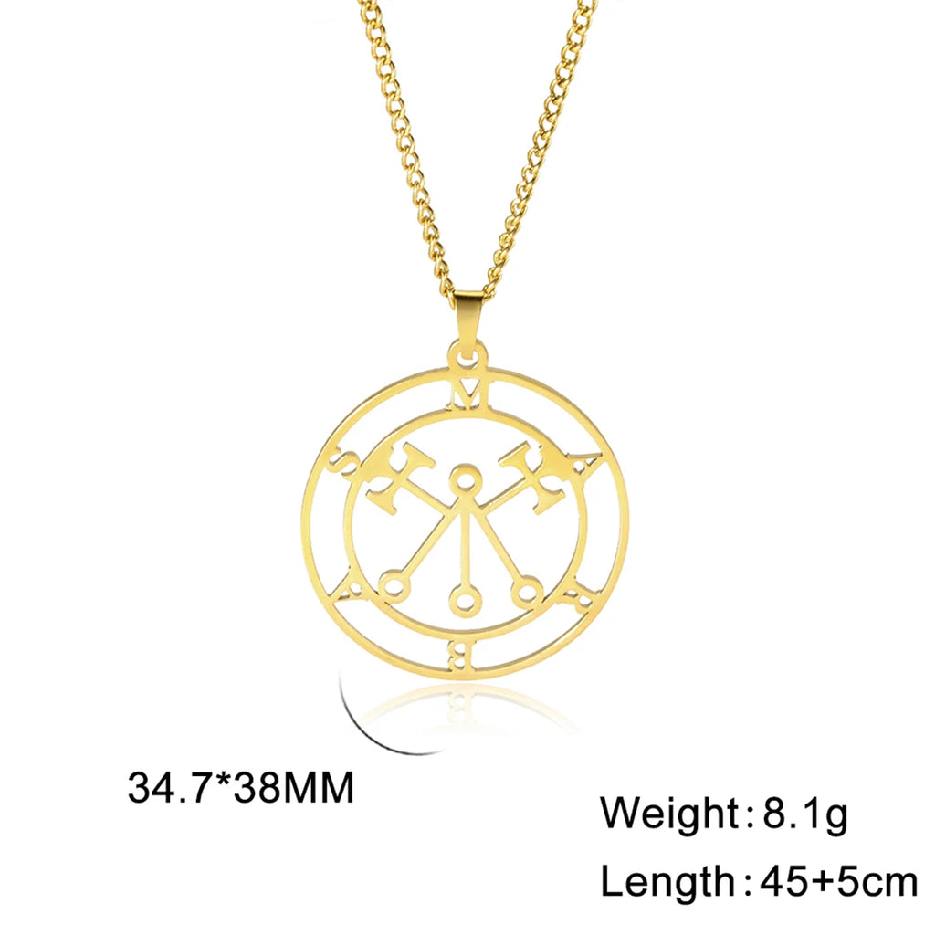 EUEAVAN Mythical Goddess Sigil of Lilith Necklaces Stainless Steel Demon Seal Marbas Pendant Necklace Solomon Amulet Jewelry