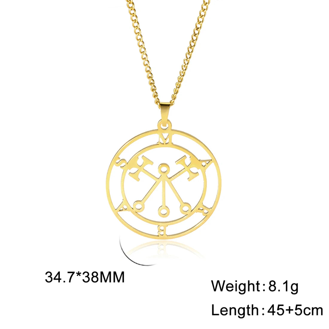 EUEAVAN Mythical Goddess Sigil of Lilith Necklaces Stainless Steel Demon Seal Marbas Pendant Necklace Solomon Amulet Jewelry