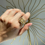 Entwined Vines Multi-Layer Wide Ring for Women — Stainless Steel