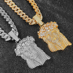 Iced Out Jesus Pendant Gold Cuban Chain 12MM