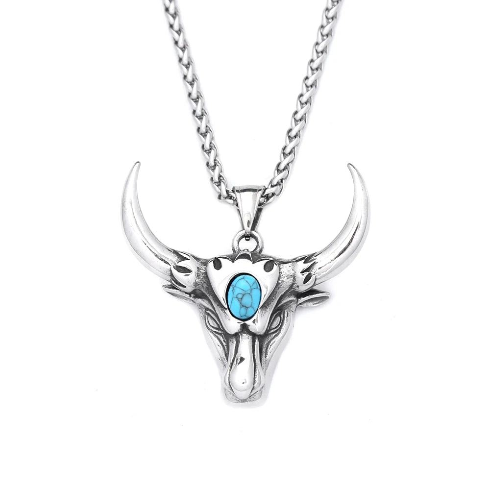 Bull Head Steel Pendant Vintage Punk Zodiac