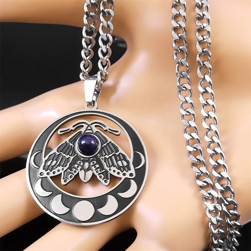 Moon Crescent Pendant Necklace — Stainless Steel