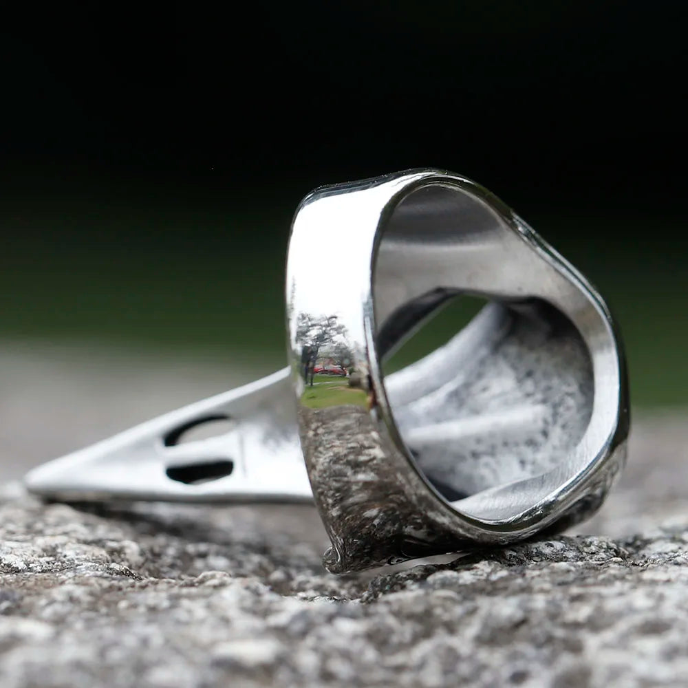 Viking Celtic Knot Raven Head Totem Ring — Stainless Steel