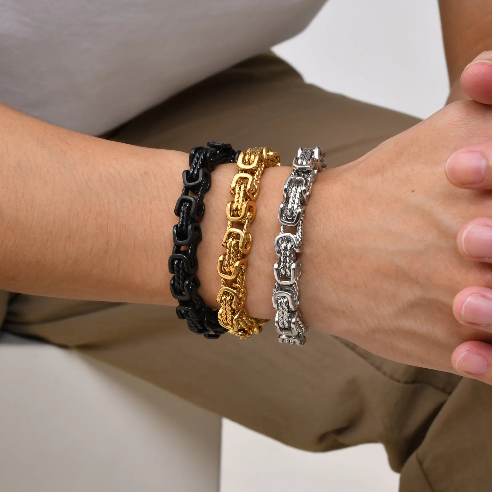Byzantine Chunky Braided Bracelet 8mm — Stainless Steel