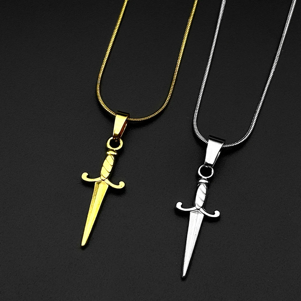 Punk Rock Sword Cross Pendant Necklaces Retro Gothic Knife Necklace Hip Hop Rapper Simple Jewelry For Women Men Gifts