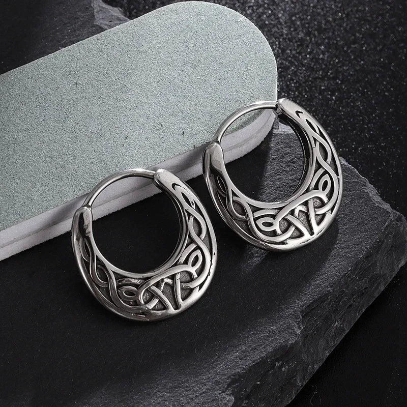 Gothic Spiked Hoop Earrings Small Textured Huggie — Two-Tone