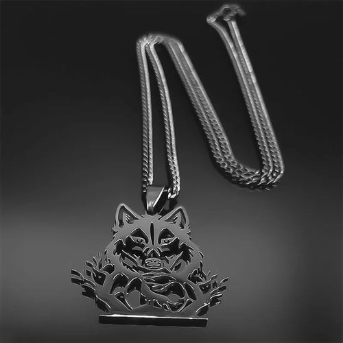 Goth Full Moon Wolf Head Pendant Necklace Women Men Black Color Forest Tree Hollow Animal Necklaces Jewelry Party Gifts