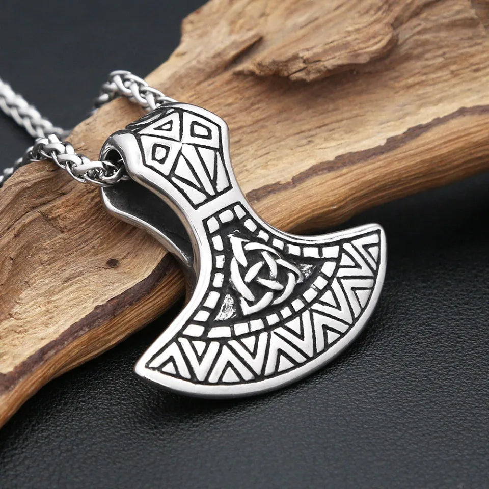 Viking Axe Head Pendant Necklace — Stainless Steel