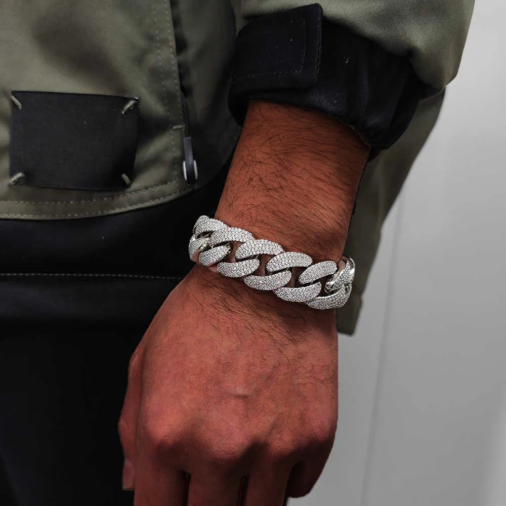 Iced Out Cuban Necklace Stainless Steel 20MM 4-Row