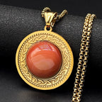 Celtic Knot Tiger Eye Pendant Necklace — Gold-Tone