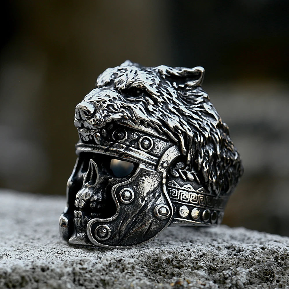 Vintage Domineering Viking Wolf Head Ring For Men Boys Punk Hip Hop 316L Stainless Steel Skull Rings Fashion Amulet Jewelry Gift