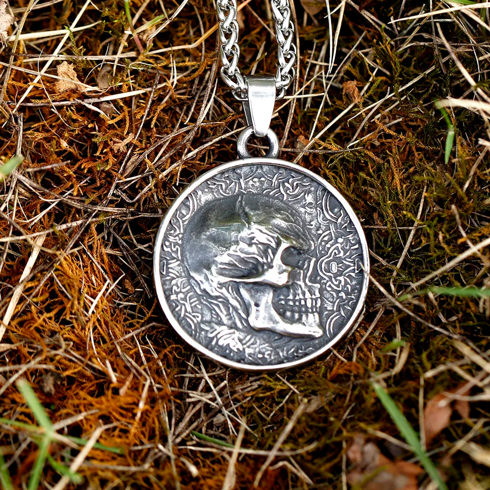 Double-Sided Skeleton Pendant Necklace — Stainless