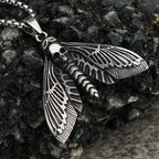 Vintage Gothic Style Death Moth Necklace Unisex Punk Stainless Steel Butterfly Skull Pendant Animal Jewelry Gift