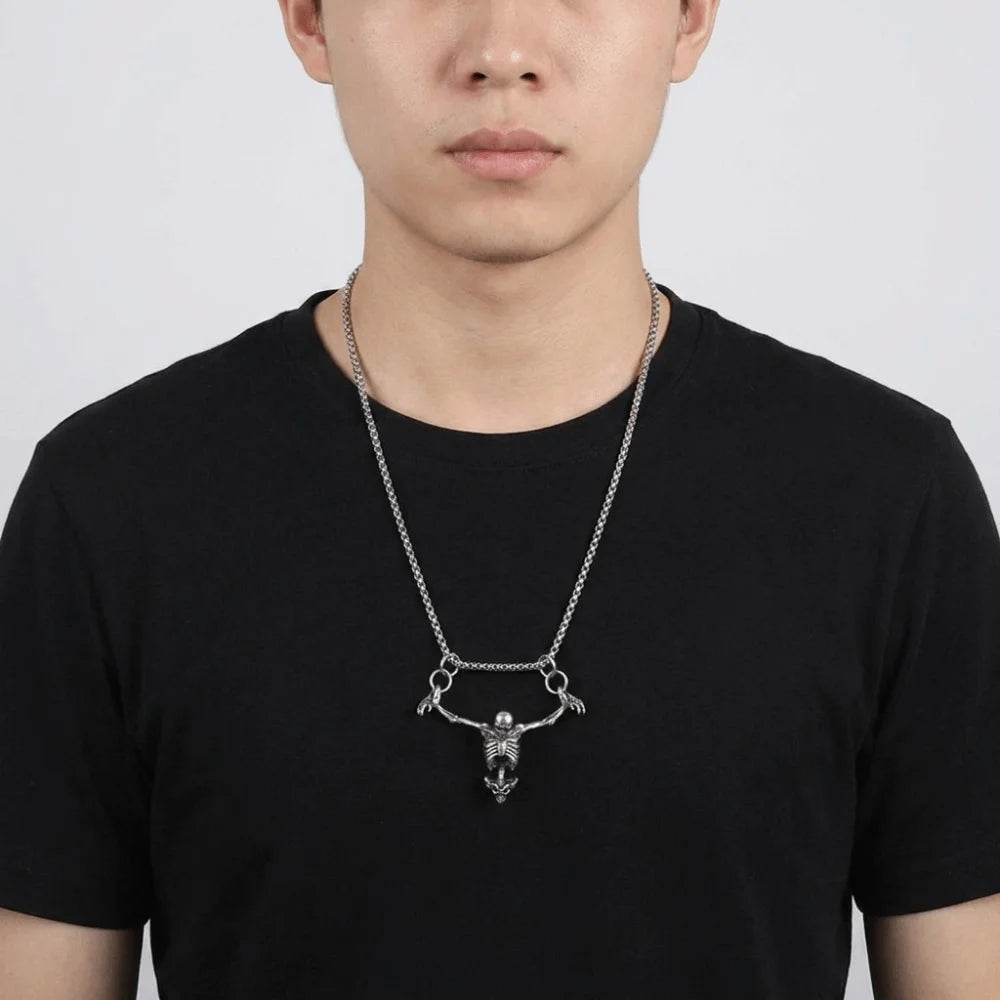 Charm Gothic Men Necklace Hip Hop Exaggerated Skull Head Pendent Choker Sweater Chain Clavicle Chain Women