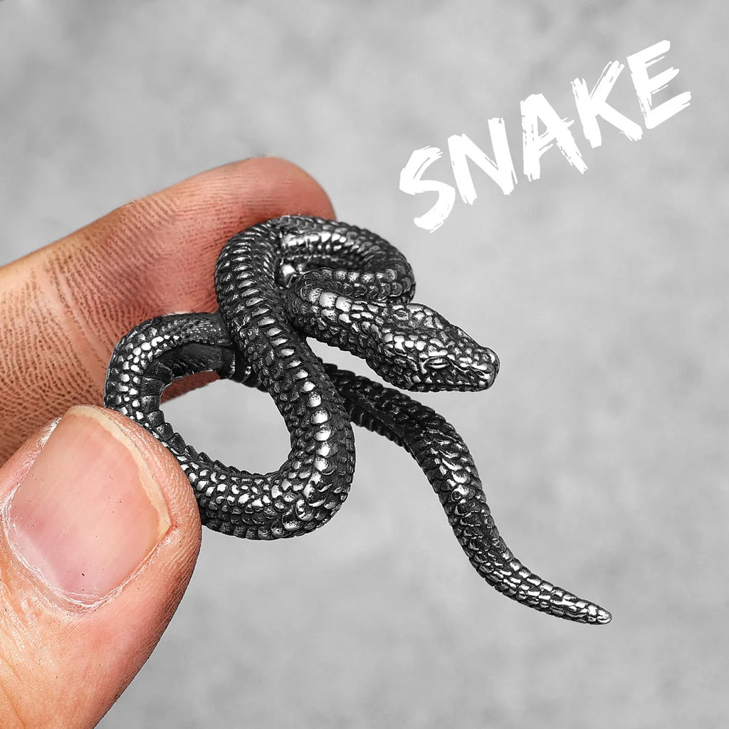 Retro Snake Pendant Necklace — Stainless Steel