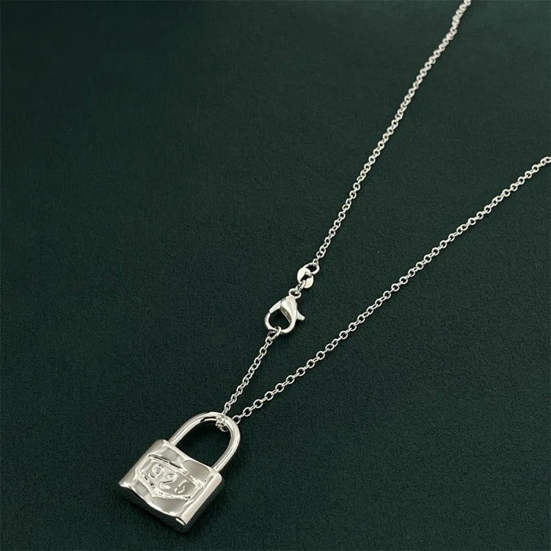 925 Sterling Silver Romantic Lock Lovely Necklace for Women Fashion Wedding Party Couple Gift High Quality Jewelry