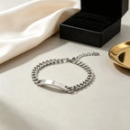 1pcs Steel Color Link Blank Jewerly Women Stainless Steel For Men Charm ID Bangle Lovers Couple Gift Jewelry Wholesale