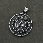 Stainless steel Nordic Rune Thor\'s Hammer Pendant Odin Celts Valknut Thors axe Necklace Men's Amulet Jewelry