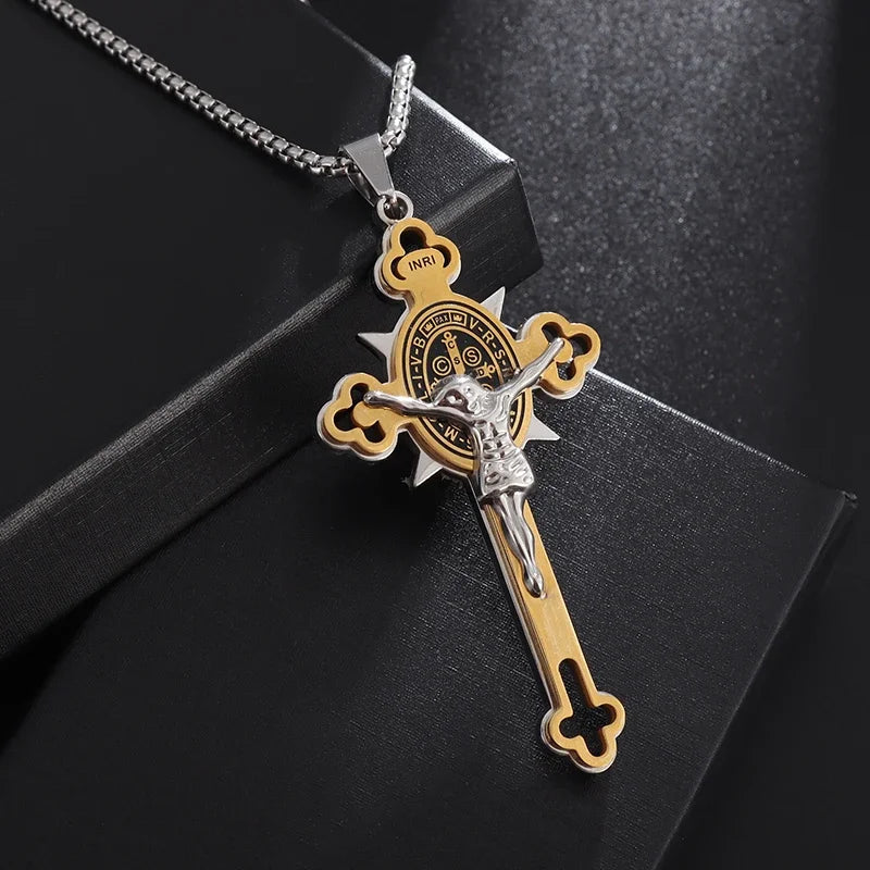 Vintage Catholic Cross Pendant Necklace — Amulet