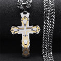 Cross Jesus Crucifix Two-Tone Pendant Layered