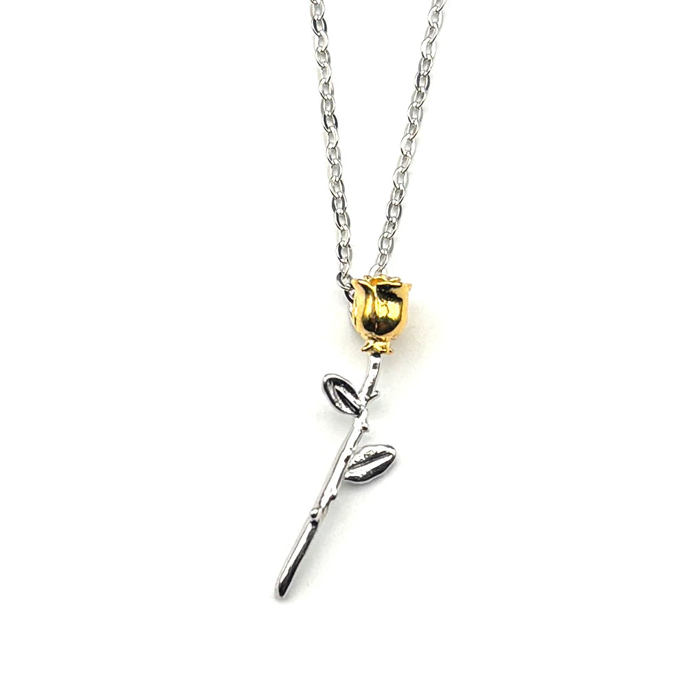 Two-Tone Rose Flower Pendant — 925 Silver