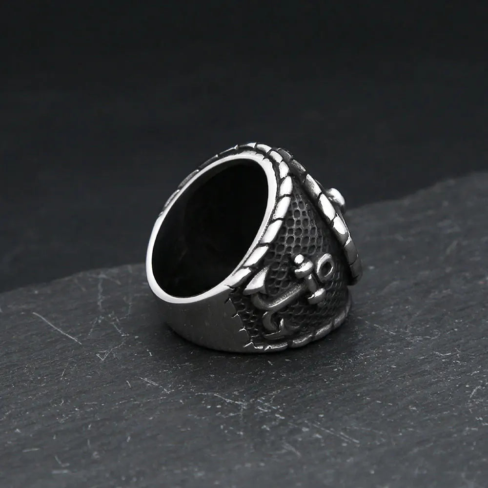 Viking Odin Compass Ring — Stainless Steel