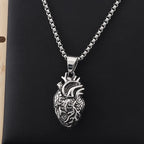 Personality Punk Quality Titanium Steel Anatomical Heart Pendant Necklace for Men Creative Jewelry