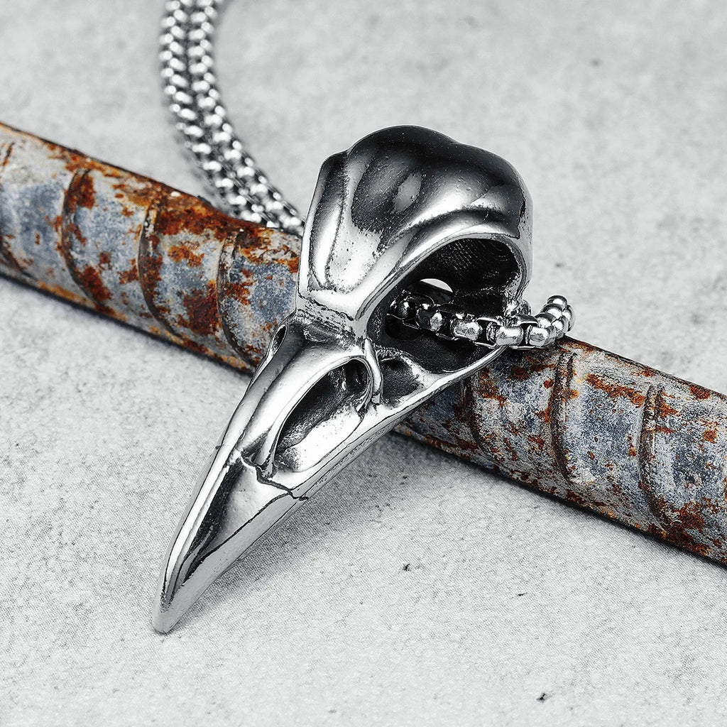 Crow Skull Pirate Pendant Necklace — Stainless Steel