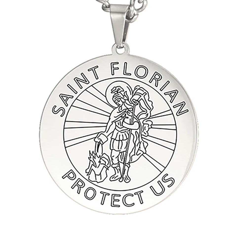 Dawapara Saint Christopher Medal Necklace Jesus Truet In You Amulet Catholic Jewelry Travelers Driver Gifts Stainless