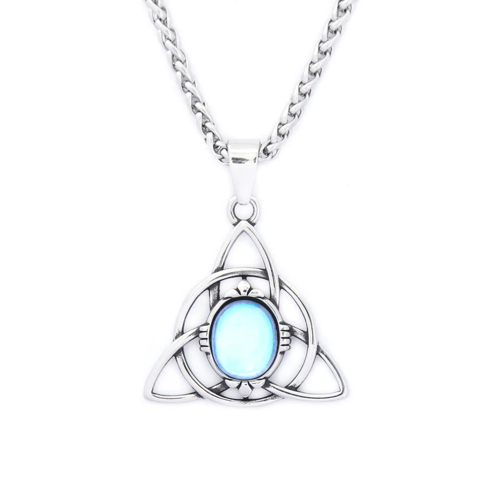 Trinity Opal Knot Pendant — Stainless Steel