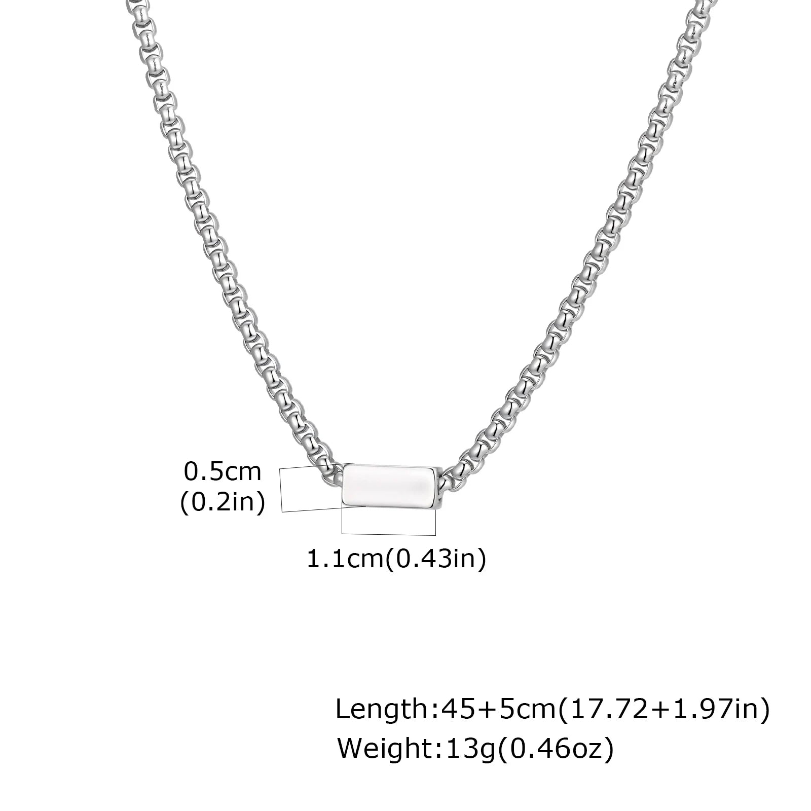 Letter Box Chain Pendant Necklace — Stainless Steel