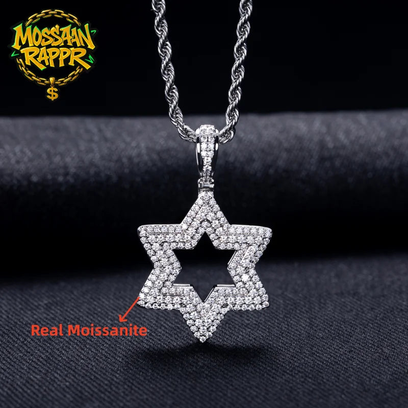 Iced Out Star of David Pendant — 14K Gold