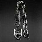 Saint Michael Archangel Knight Necklace Women Men Stainless Steel Silver Color Shield Guardian Angel Christian Amulet Jewelry