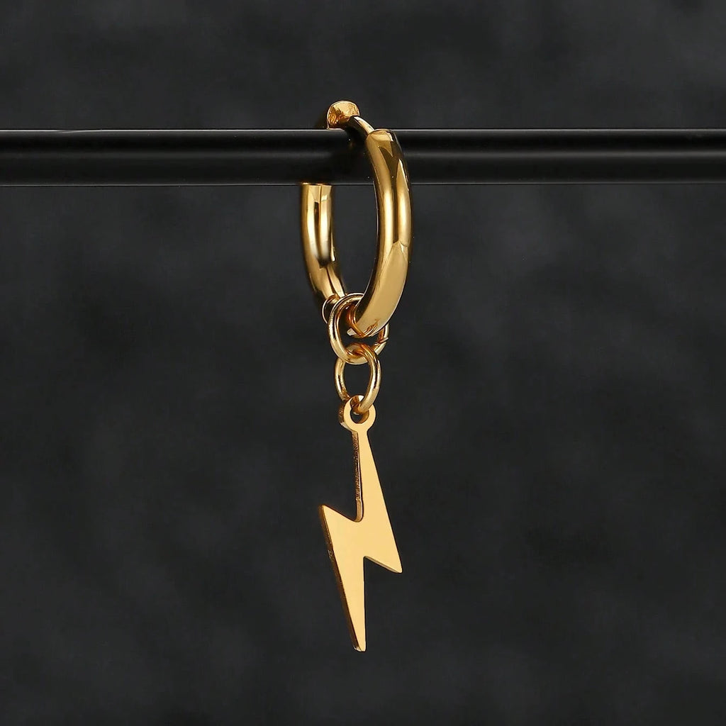 Lightning Hoop Earrings for Women and Men — Stainless Steel