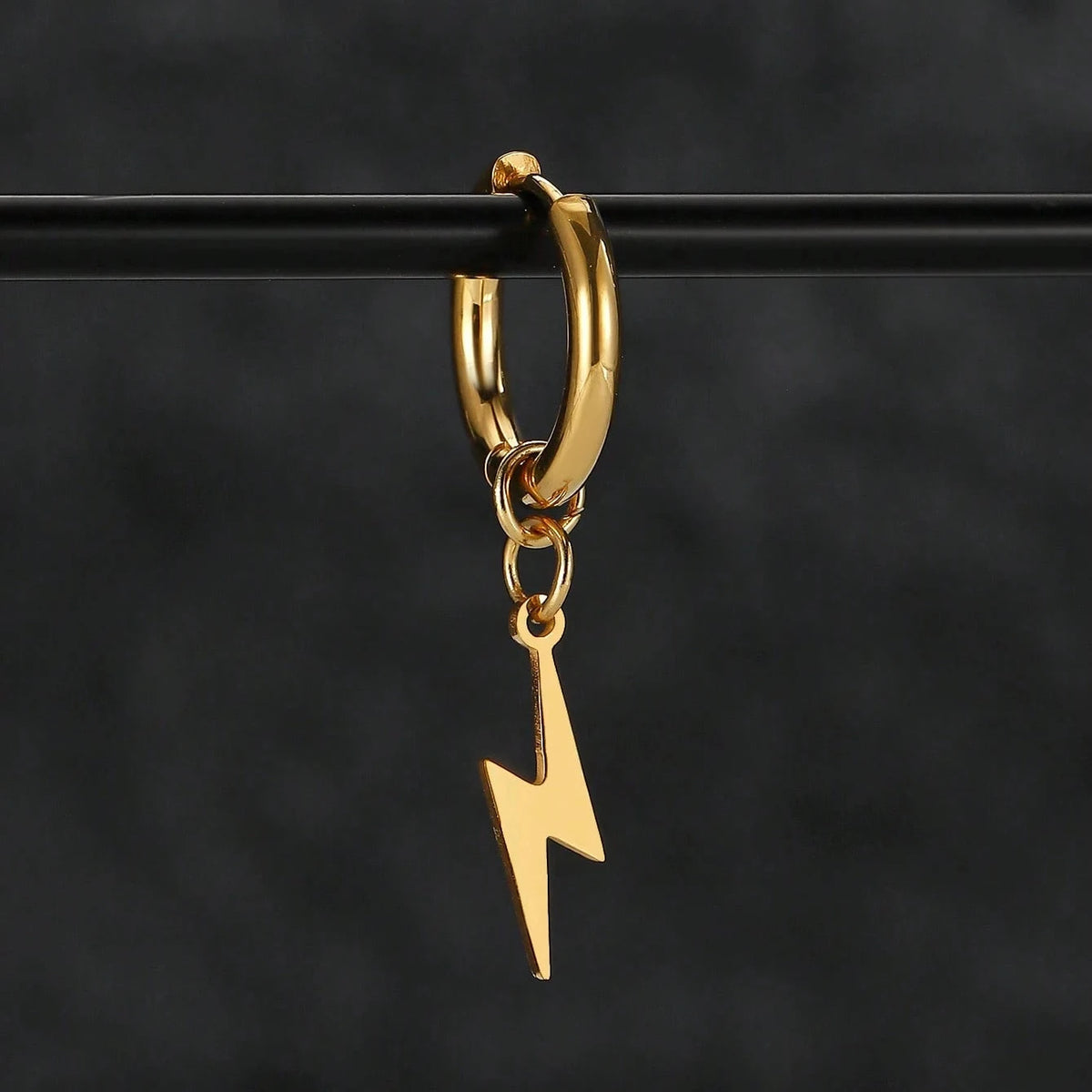 Lightning Hoop Earrings for Women and Men — Stainless Steel