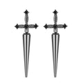 Black Cross Studs Sword Earrings