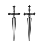 Black Cross Studs Sword Earrings