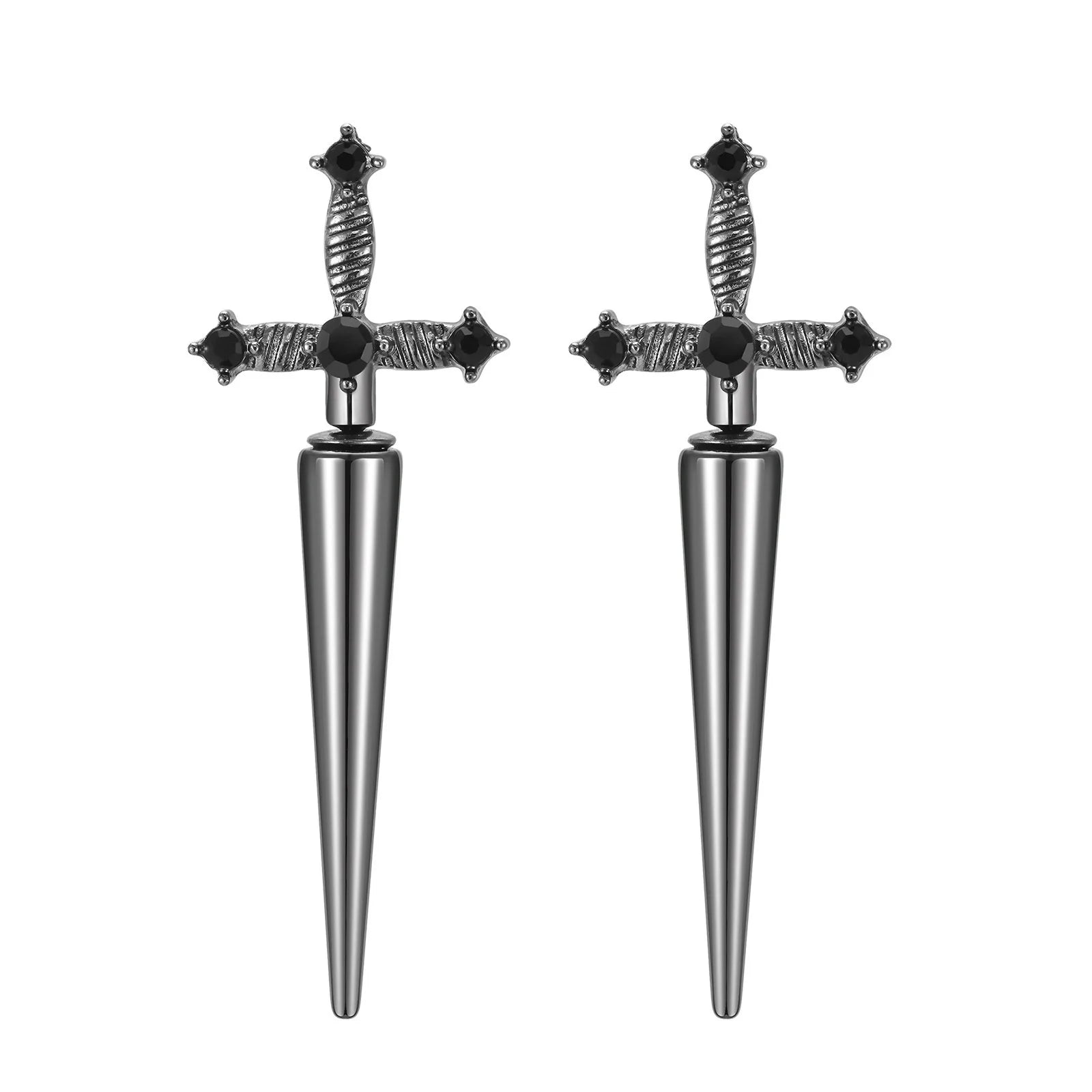 Black Cross Studs Sword Earrings