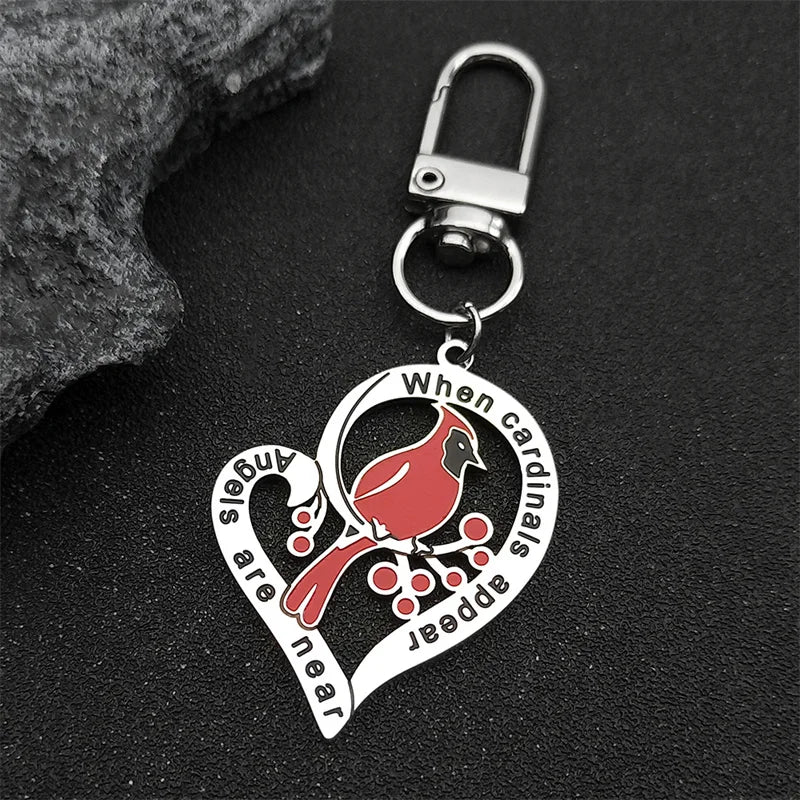 Heart Key Silver Pendant Shaped Cardinal