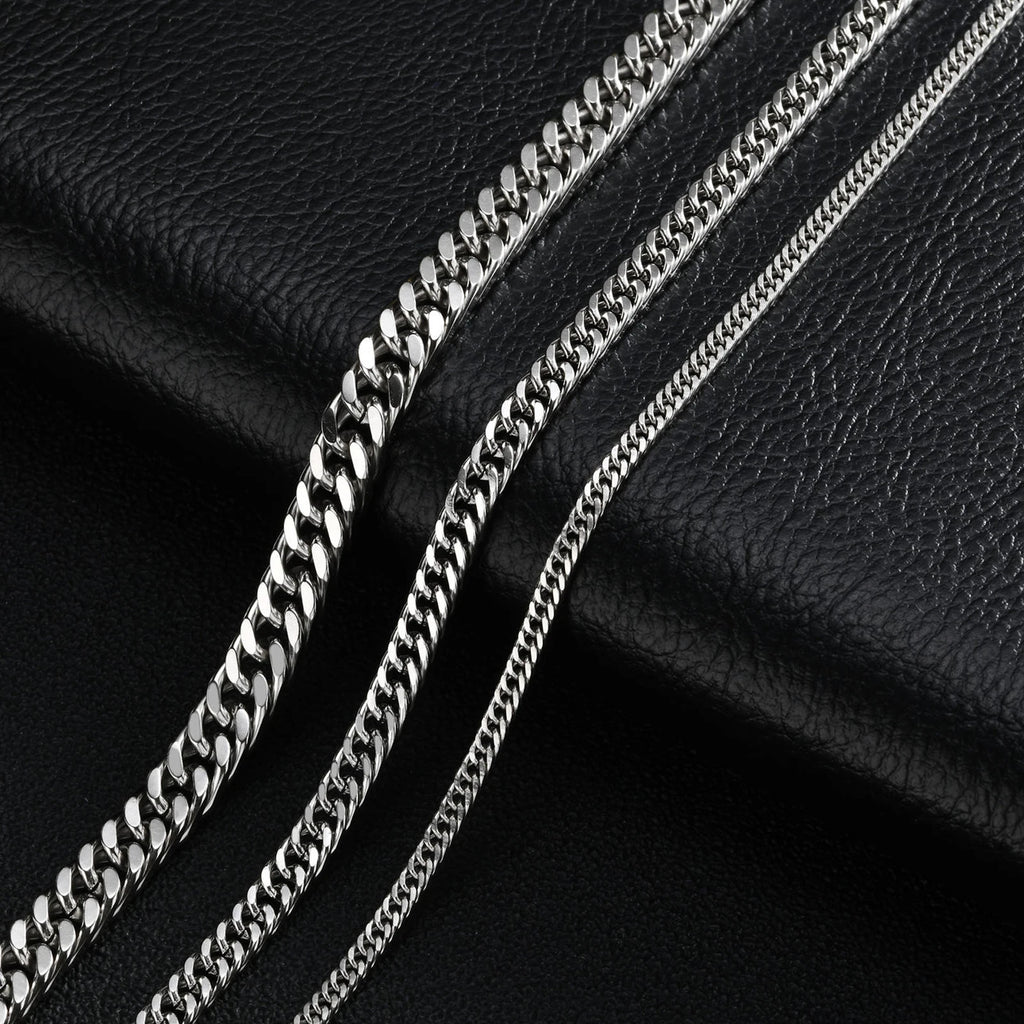 Vintage Cuban Chain Necklace for Men Women,3/5/7mm Stainless Steel Curb Link Chain Chokers,Casual Basic Punk Jewelry