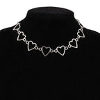 Fashion Chain Link Choker Heart Lock Cross Necklace Pendant For Women Men Silver Color Goth Jewelry Party Punk Long Necklaces
