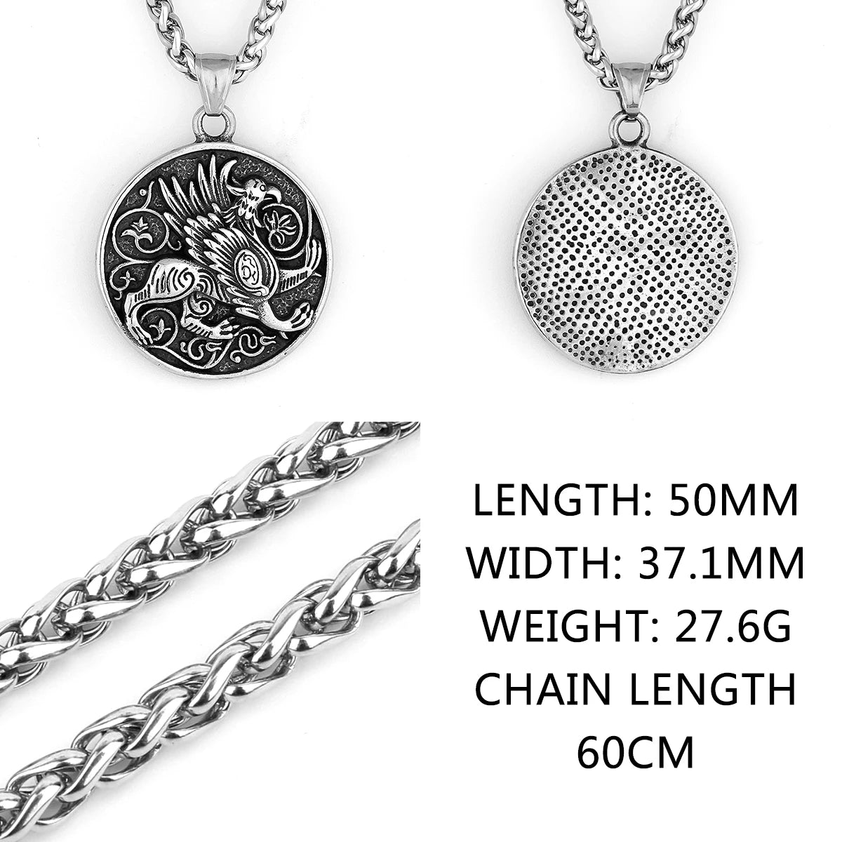 Stainless Steel Sweater Chain Greek Mythology Griffin Amulet Pendant Men's Necklace Retro Totem Necklace Jewelry Wholesale