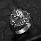 Hip Hop Gold Color Lion Head Ring Stainless Steel Big Large Animal Lion Finger Rings For Men Boys Punk Rapper Jewelry