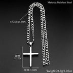 Hip Hop Vinatge Thick Cross Pendant Necklace for Men Stainless Steel Silver Color Faith Chain Necklaces Gift Jewelry